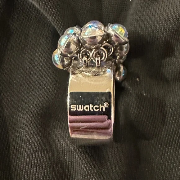 Swatch Bijoux stainless steel w/ iridescent pearl statement ring, SZ 8 Vintage - Picture 4 of 7